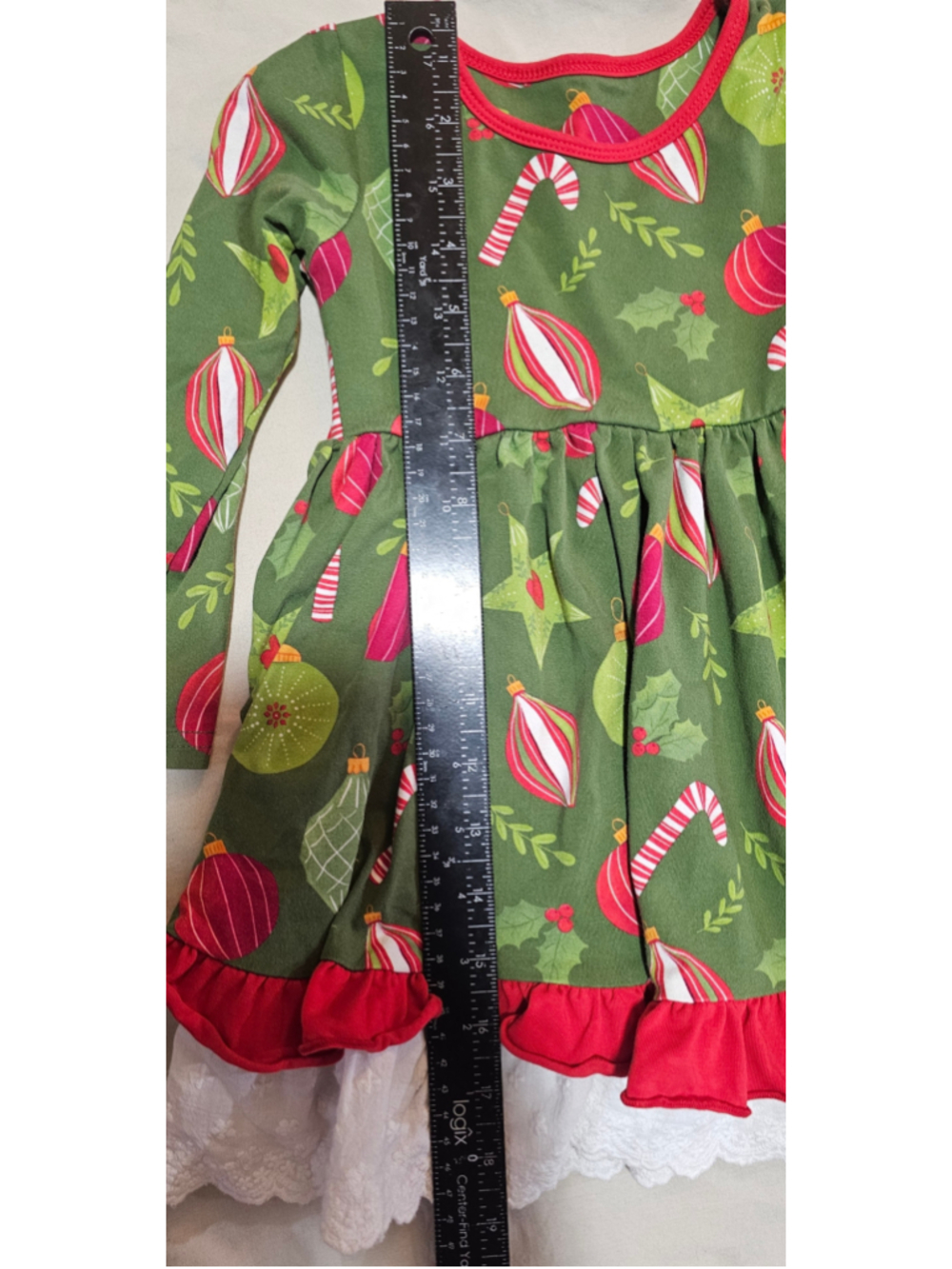 Toddler Girls Bella & Omi Christmas Dress Size 2T Green Red Holiday Print - Picture 4 of 4